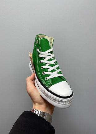 👽 converse chuck taylor all star platform green новинка жіночі високі зелені трендові кеді конверс на високій підошві весна літо зелені кеди6 фото