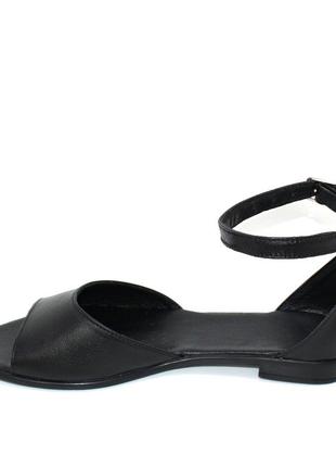 Стильные черные сандалии/босоножки на плоской подошве с ремешком кожа/кожаные летние - женская обувь на лето4 фото