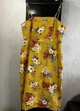 Крутезное сарафан платье на бретелях лен вискоза батал