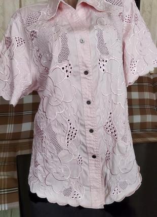 Коттоновая блуза пудрового цвета р.4xl(на 52-54) "lafei nier"