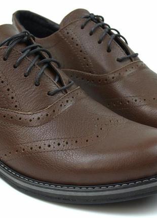 Акция распродажа 44 р туфли оксфорды коричневые броги кожа легкая мужская обувь комфорт широкая rosso avangard1 фото