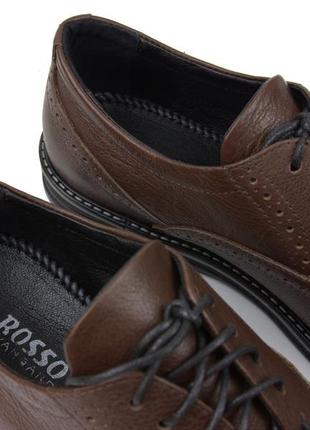 Акция распродажа 44 р туфли оксфорды коричневые броги кожа легкая мужская обувь комфорт широкая rosso avangard6 фото
