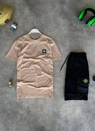 Шикарный комплект stone island60-м костюм футболка + шорты-тон айленд6 фото