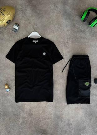 Шикарный комплект stone island60-м костюм футболка + шорты-тон айленд1 фото