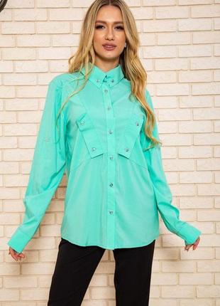 Жіноча сорочка з довгими рукавами м'ятного кольору розміри xs, s fa_001745