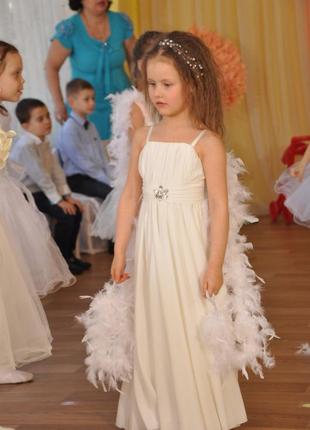 Платье праздничное, нарядное белое ангел, снежинка3 фото