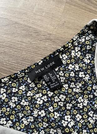 Нова вінтажна блуза сорочка топ з комірцем обємні рукава в квітковий принт на гудзиках new look8 фото