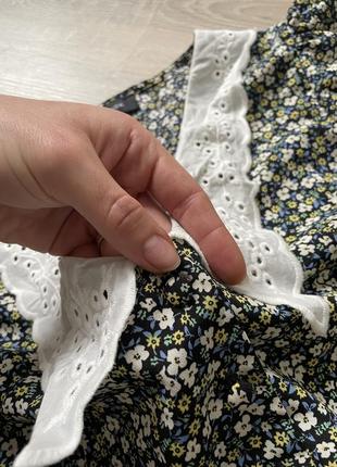 Новая винтажная блузка топ в цветы рукави фонари на пуговицах с воротником5 фото