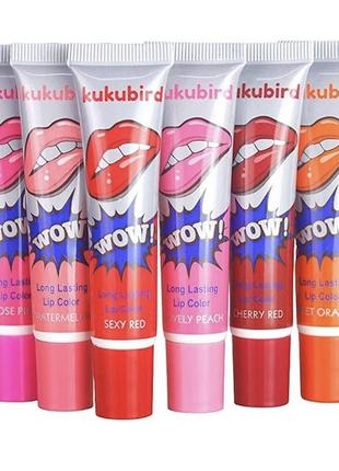 Комплект 6 шт. тинт блиск помада для губ tattoo magic kukubird