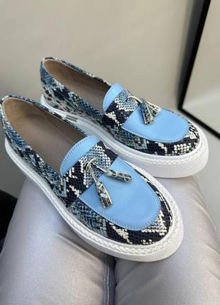 Лоферы из натуральной итальянской кожи и замша женские