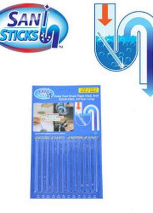 Палички від засмічень sani sticks 12 шт. для кухні та ванної кімнати