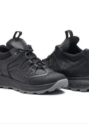 Кроссовки тактические чёрные из натуральной кожи, татическая военная обувь 39-455 фото