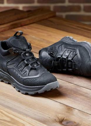 Кроссовки тактические чёрные из натуральной кожи, татическая военная обувь 39-4510 фото