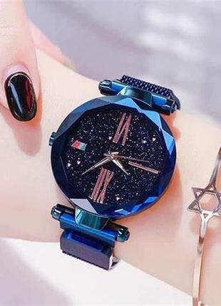 Женские наручные часы starry sky watch на магнитной застежке синие3 фото