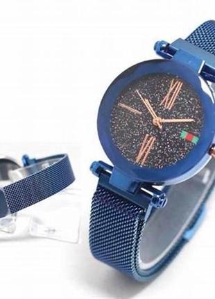 Женские наручные часы starry sky watch на магнитной застежке синие5 фото