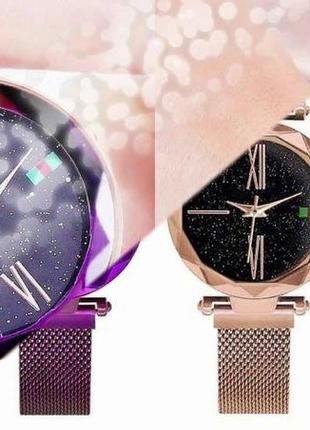 Женские наручные часы starry sky watch на магнитной застежке синие2 фото