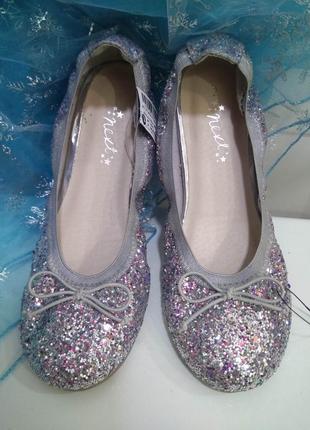 Блестящие детские туфельки next балетки/ошатные серебристые туфли для принцессы золушки6 фото