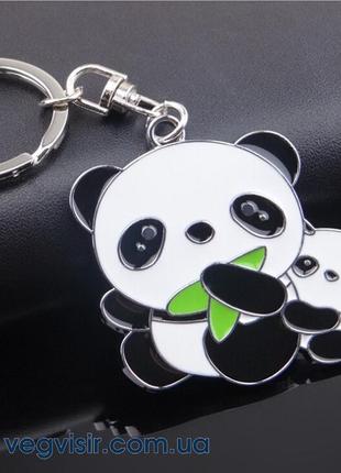 Брелок для ключей панда с ребёнком panda нерж. сталь  подарок