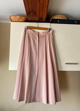 Юбка миди, юбка миди бежевая, стильная юбка с пуговицами
