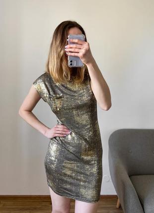Сукня міні кольору металік3 фото