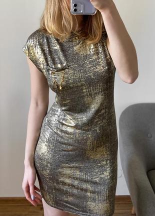 Сукня міні кольору металік1 фото