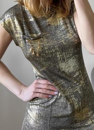 Сукня міні кольору металік10 фото
