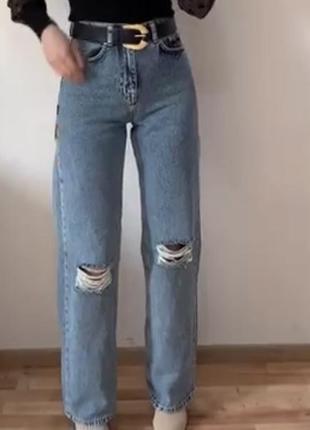 Na-kd новые 32/34 размер джинсы прямие палаццо оригинал джинсы клеш рваные na-kd на девочку высокую5 фото