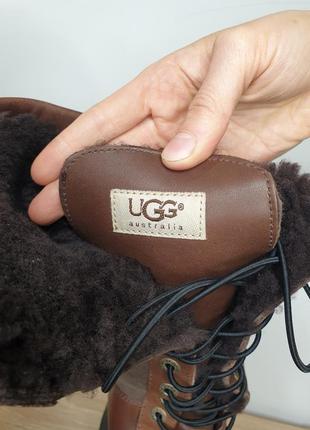 Шикарные натуральные кожаные замшевые высокие сапоги с мехом зимние ugg оригинал подошва vibram7 фото