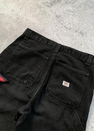 Vintage tommy hilfiger jeans 90s black womens carpenter винтаж женские черные штаны брюки джинсы томми хилфигер оригинал размер с s7 фото