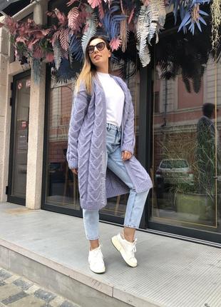 Фактурный вязаный кардиган ручной работы