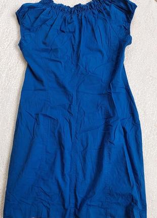 Літнє плаття на гудзиках яскраво синє4 фото