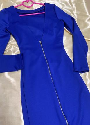 Новое синее платье с молнией по спине