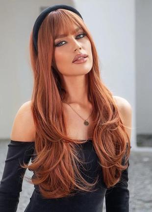 Парик рыжий коричневый шатен брюнет блонд русый длинный прямой волнистый каскад с...
