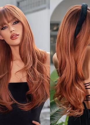 Парик рыжий коричневый шатен брюнет блонд русый длинный прямой волнистый каскад с...