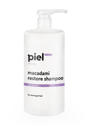 Bосстанавливающий шампунь для поврежденных волос piel macadami restore shampoo 1000 мл