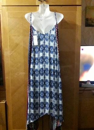 Брендовое новое 100% летнее длинное платье сарафан в этно стиле р.14 от matalan papaya2 фото