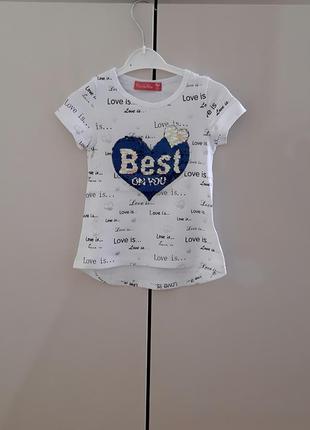 Футболка с пайетками-перевертышами 104 размера