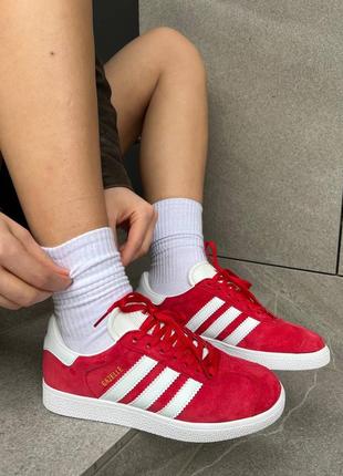 Женские замшевые красные кеды adidas gazelle 🆕 кеды адидас газель