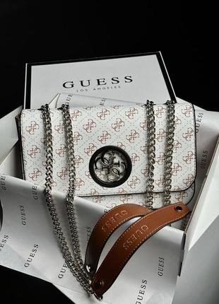 Сумка клатч guess zadie white/brown