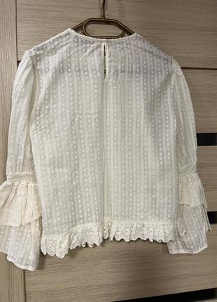 Блуза молочная светлая красивая нарядная романтичная zara premium denim collection5 фото