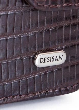 Мужской кожаный портмоне desisan shi311-142-10laz темно-коричневый6 фото