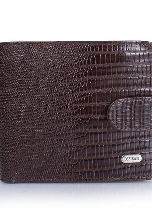 Мужской кожаный портмоне desisan shi311-142-10laz темно-коричневый3 фото
