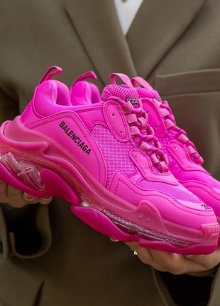 Кроссовки женские в стиле balenciaga triple s dark pink