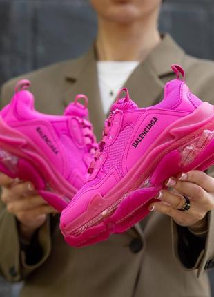 Кроссовки женские в стиле balenciaga triple s dark pink