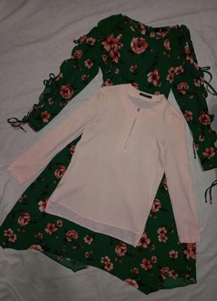 Шикарная однотонная блуза с рукавами1 фото