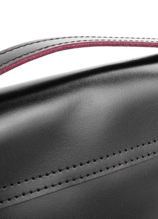 Женская кожаная сумка-почтальон eterno an-k121-ch черная с розовым6 фото