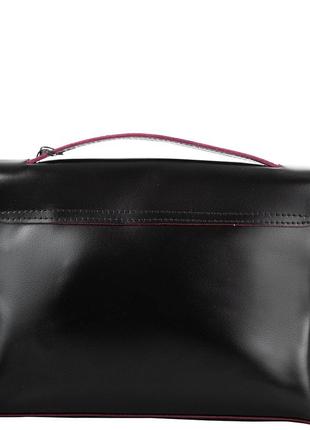 Женская кожаная сумка-почтальон eterno an-k121-ch черная с розовым3 фото