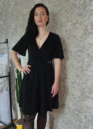 Замшеве чорне плаття на запах розмір s від mango2 фото