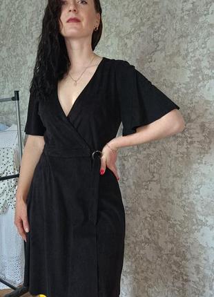 Замшеве чорне плаття на запах розмір s від mango3 фото