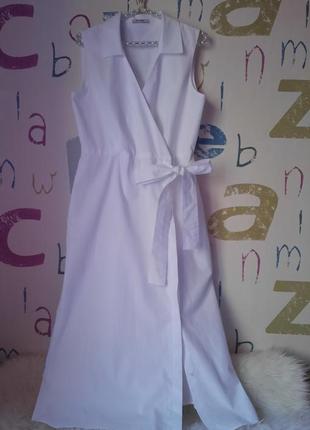 Білосніжне плаття міді на запах orsay розмір м/l хлопок2 фото